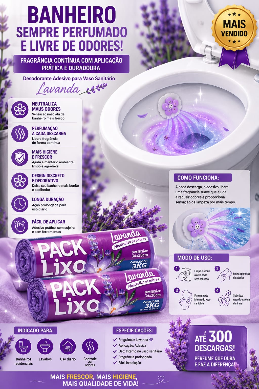 Saco de Lixo Perfumado Lavanda