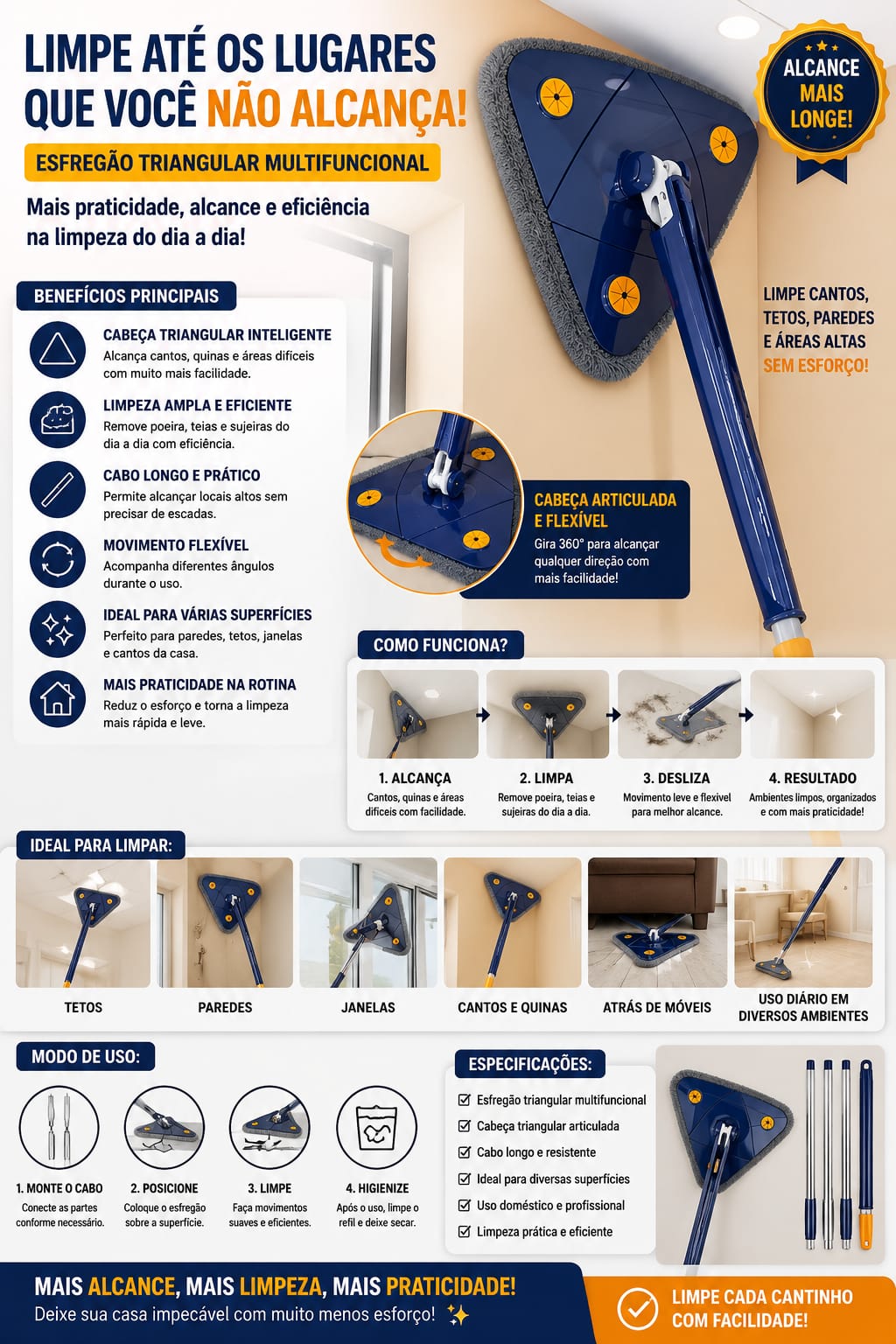 Esfregão Triangular Multifuncional